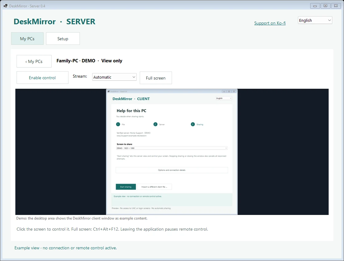 DeskMirror – Screen view in view-only mode